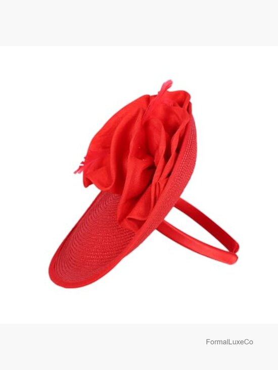 Elegant Straw Derby Hat with Feather for Formal Cocktail & Tea Party main image 4
